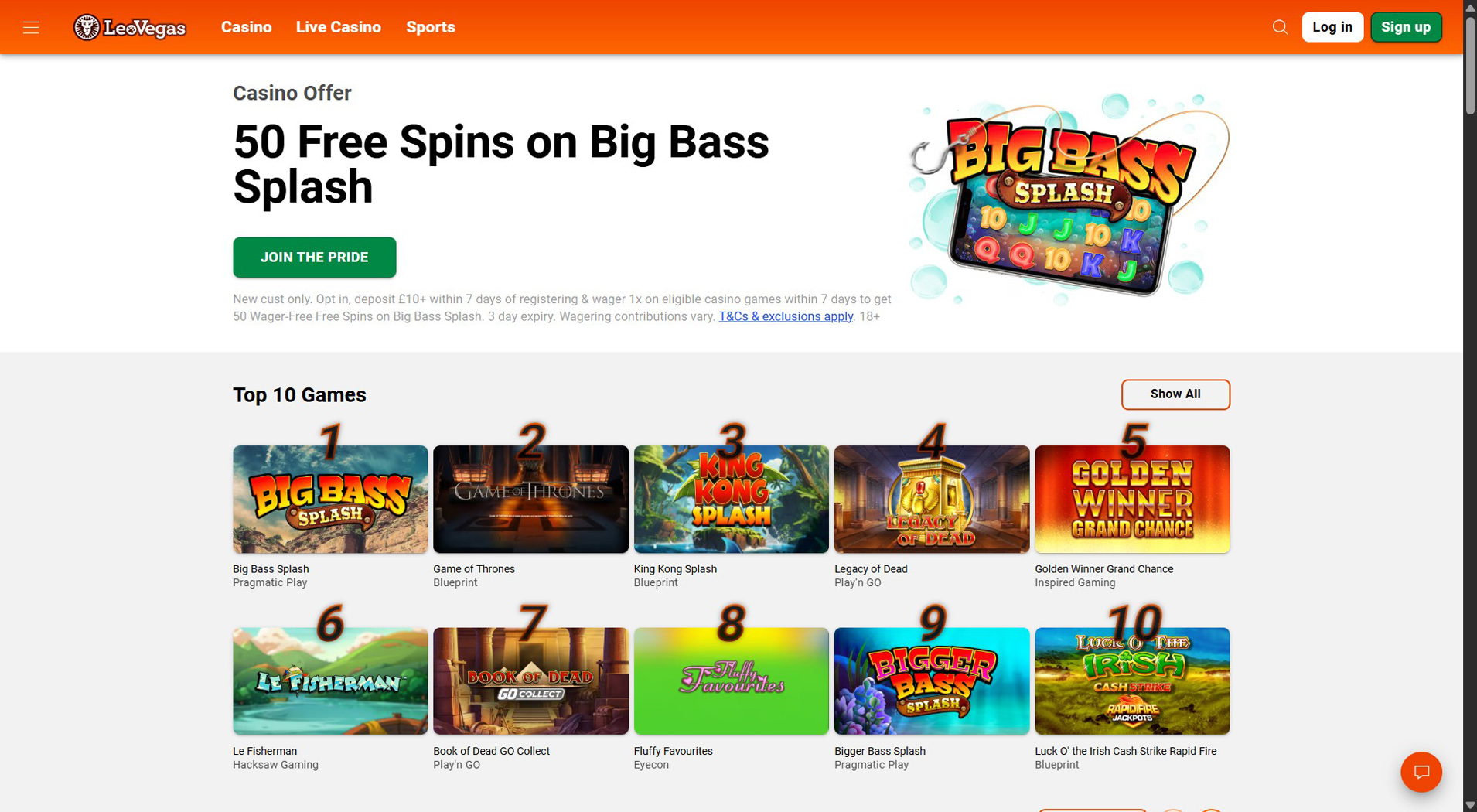 7. LeoVegas- Offerta di casinò con trasferimento rapido bilanciato